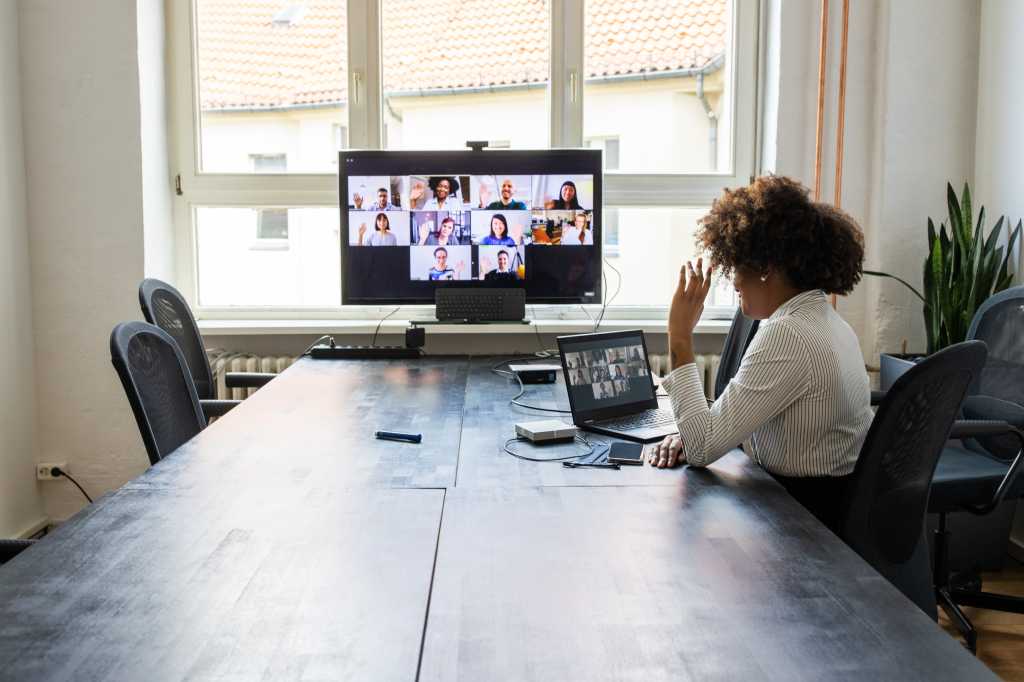 Woman on Virtual Conference call