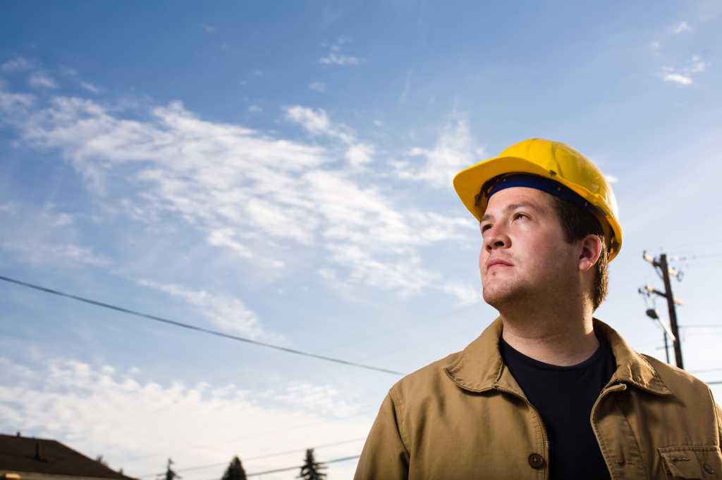 Construction worker and blue sky 147256163