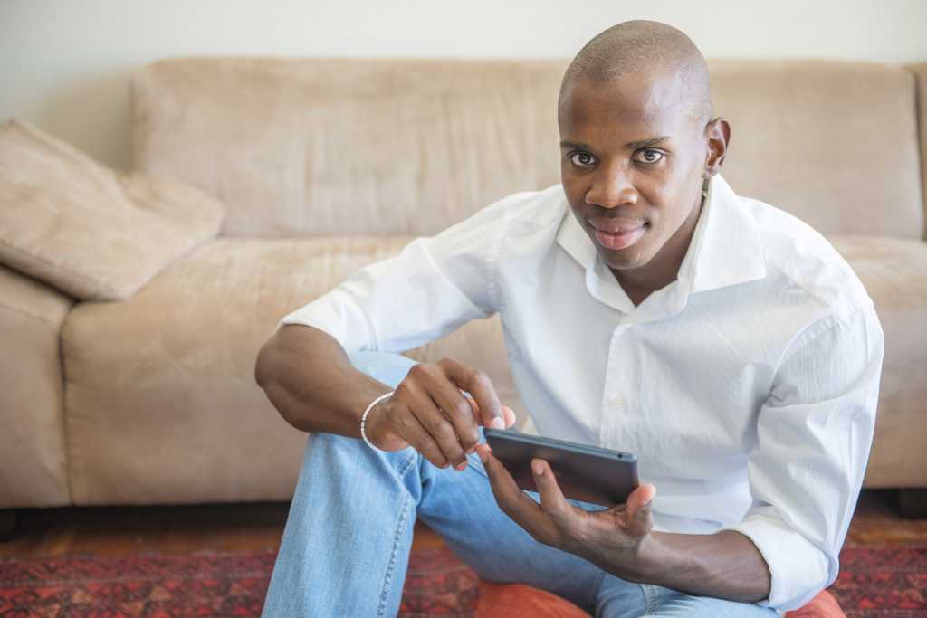 African american man with tablet 166108596