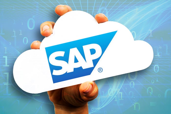 hand holding paper cloud for SAP logo