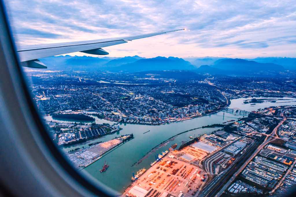 Vancouver BC Canada from airplane