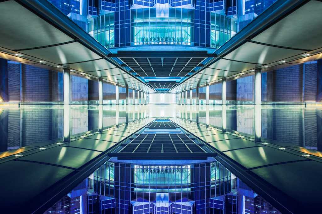 abstract architecture blue green purple