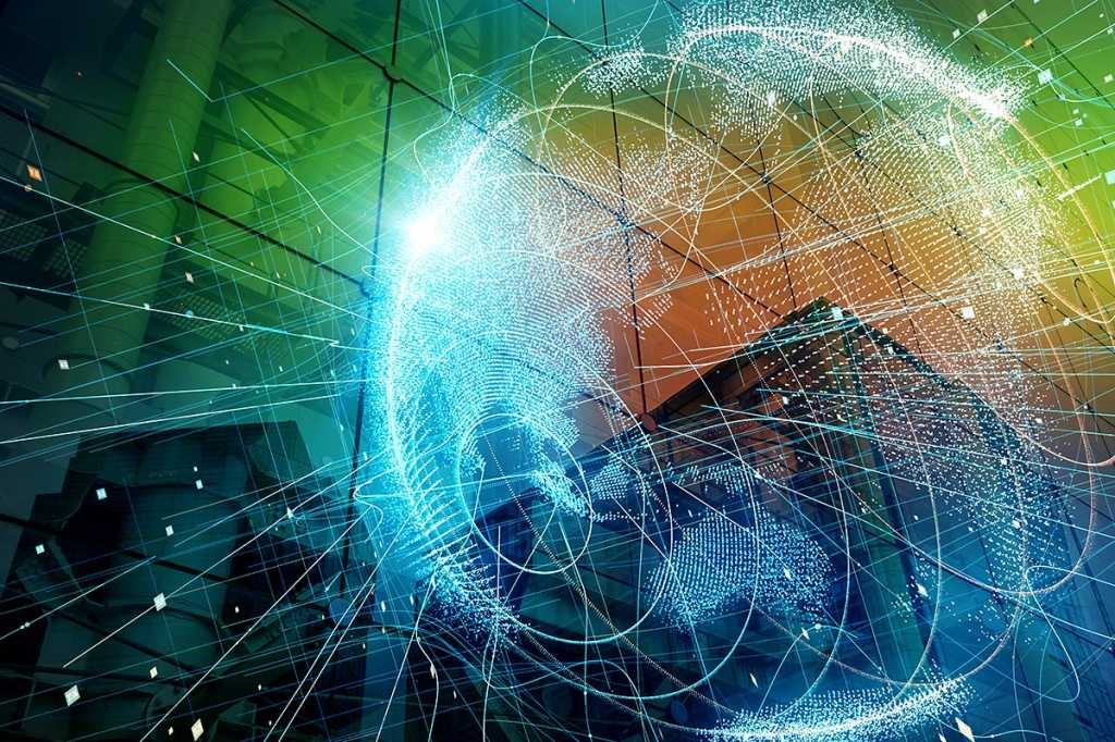 abstract digital network mapping concept / virtual globe of connections