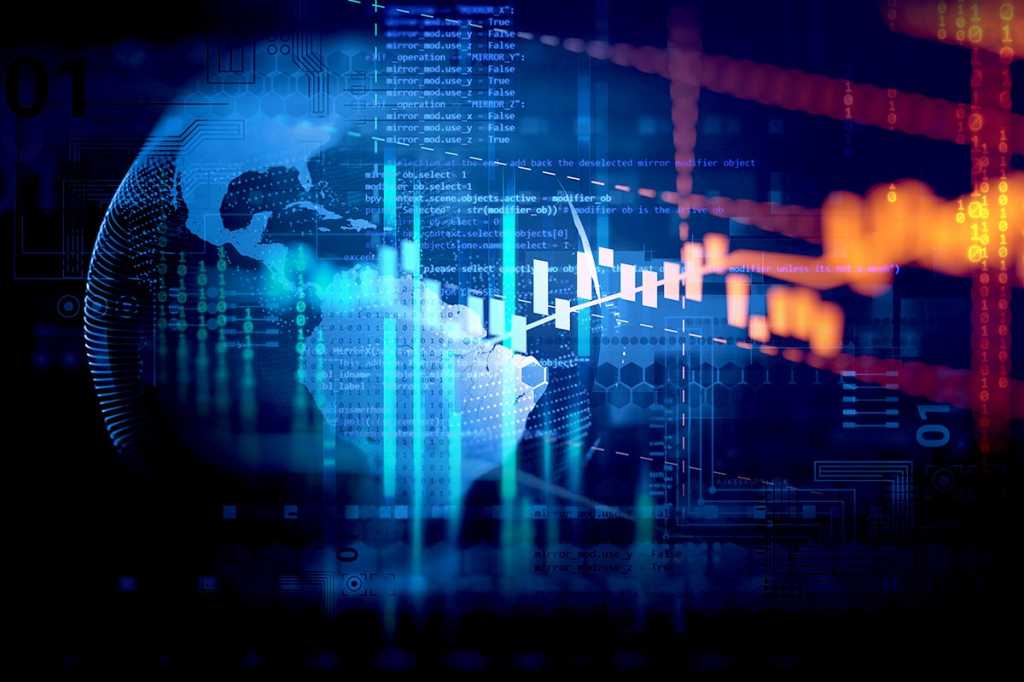 globe and abstract data points