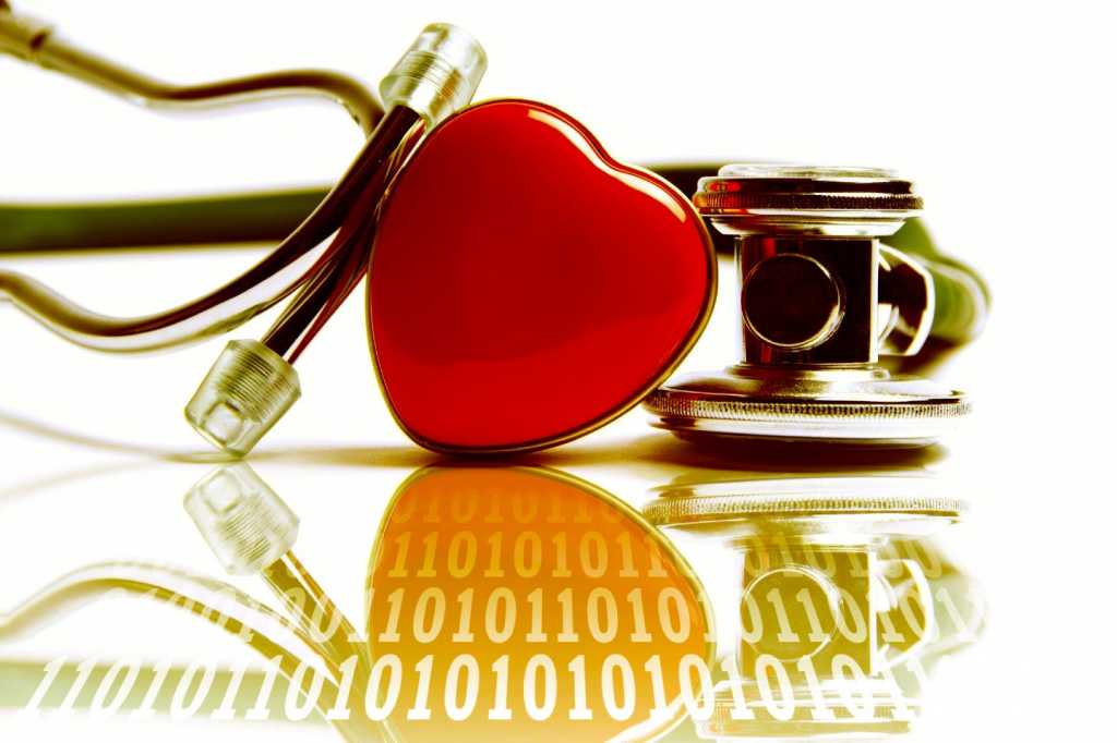 Heartbeat, EKG and stethoscope in a binary environment