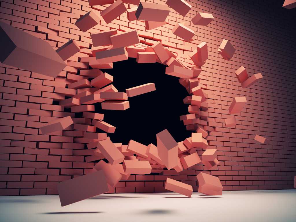 breaking through brick wall / boundary