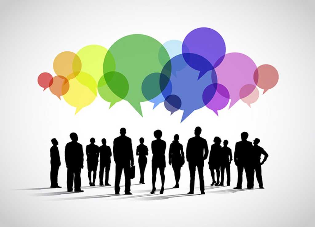business people silhouette with speech bubbles