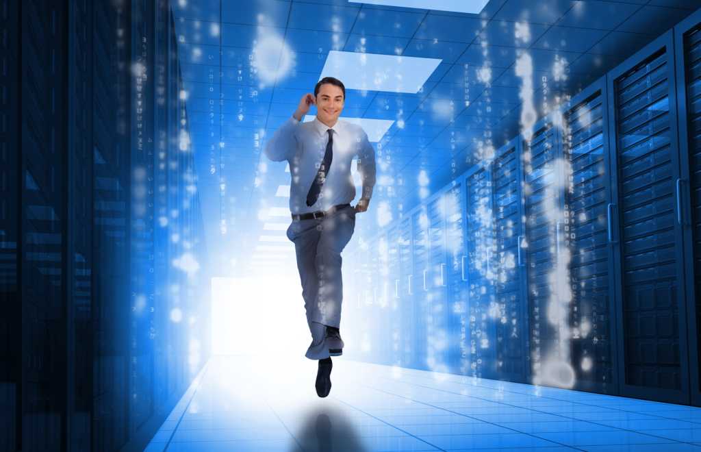 businessman datacenter servers