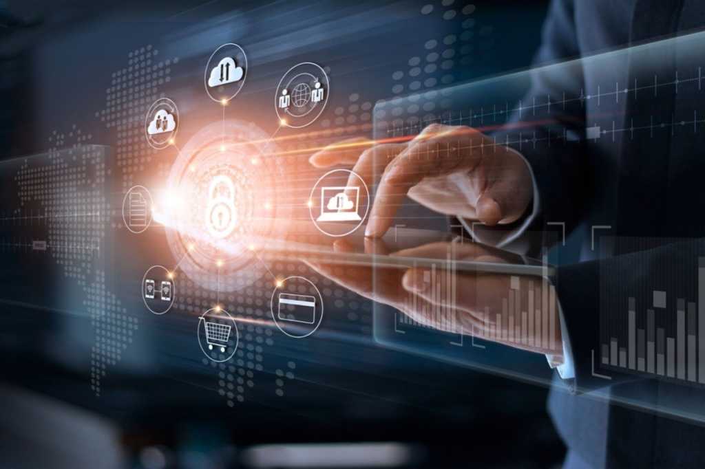 businessman touching technology global networking security safety picture id905866230