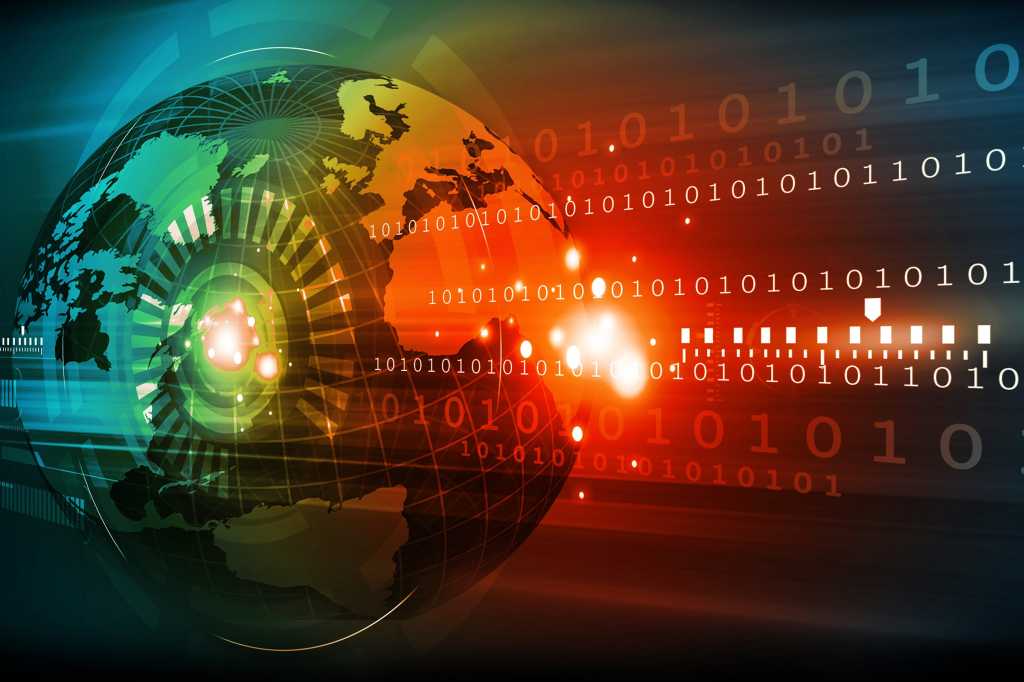 globe / Africa / binary code