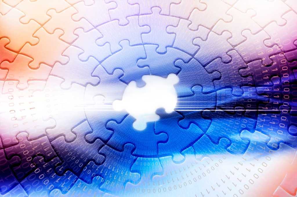 puzzle pieces / binary code / component parts of a whole / microservices