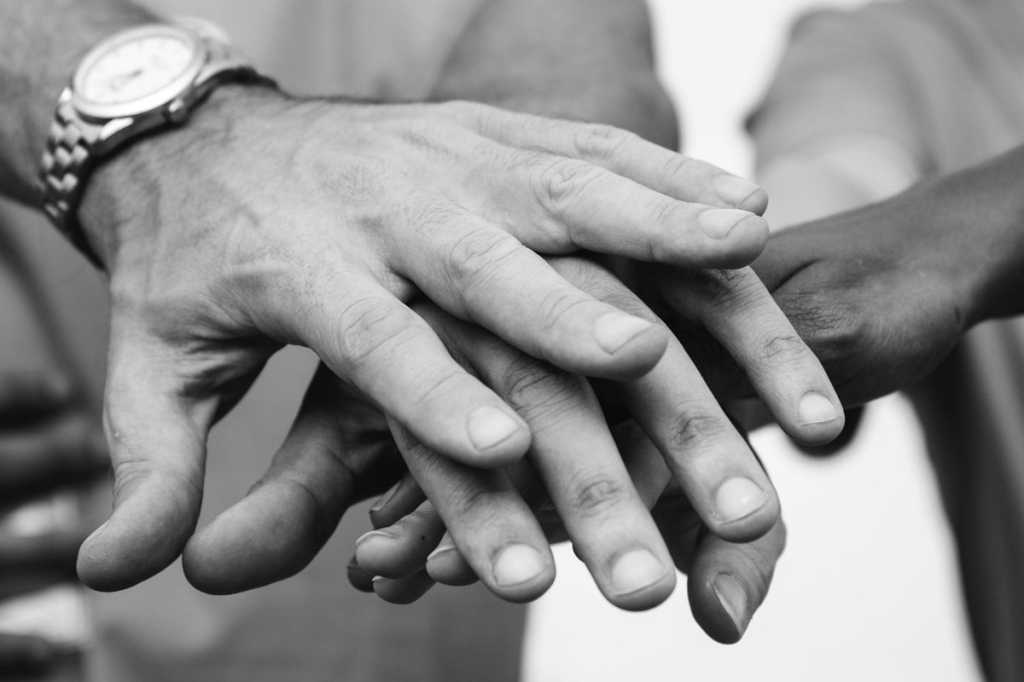 collaboration teamwork team hands diversity