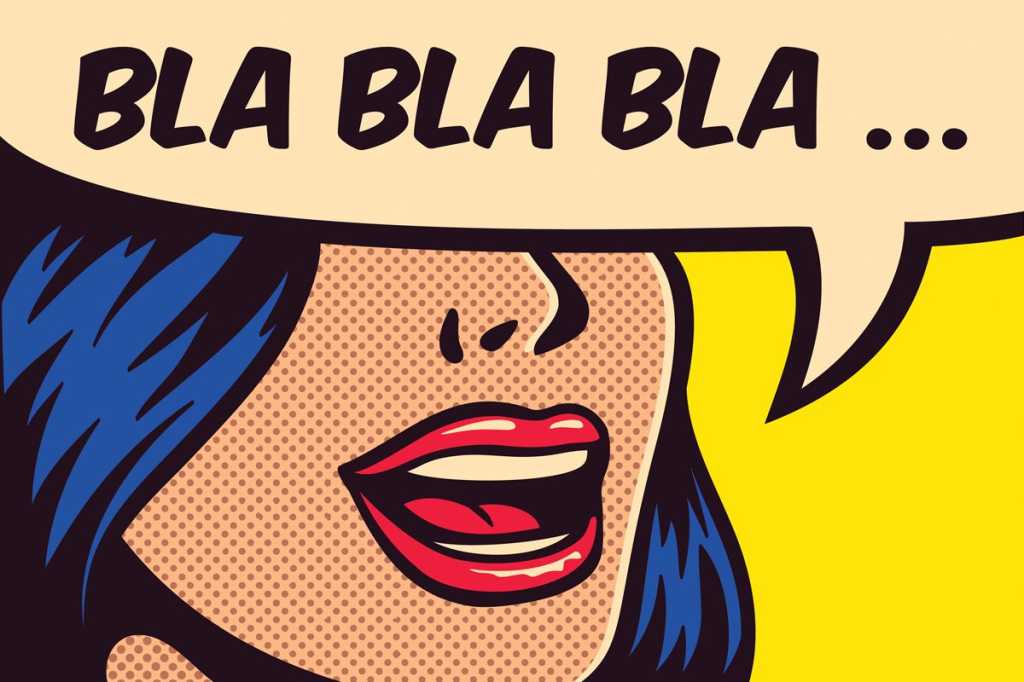 comic style woman blah blah blah speech bubble