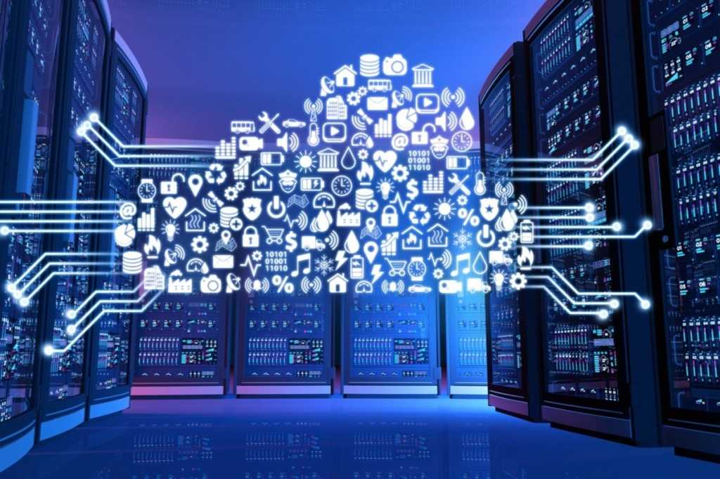 computer servers panels with blue lights and cloud computing services picture id513118394