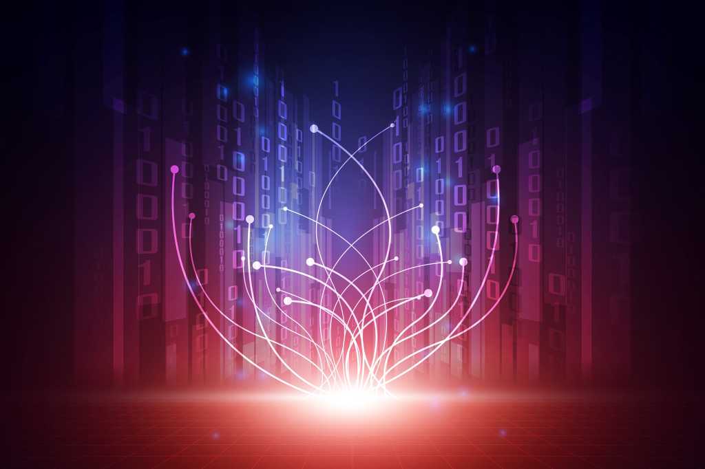 Conceptual illustration of the convergence of disparate technology threads in a binary environment.