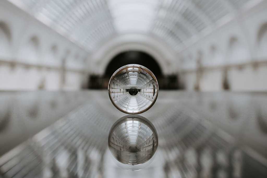 Architectural dome reflected in a crystal ball. / future / predictions / forecast / fortune telling