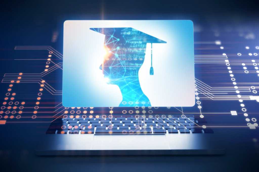 education / abstract technology imagery / laptop / keyboard / circuits / graduate / certificate