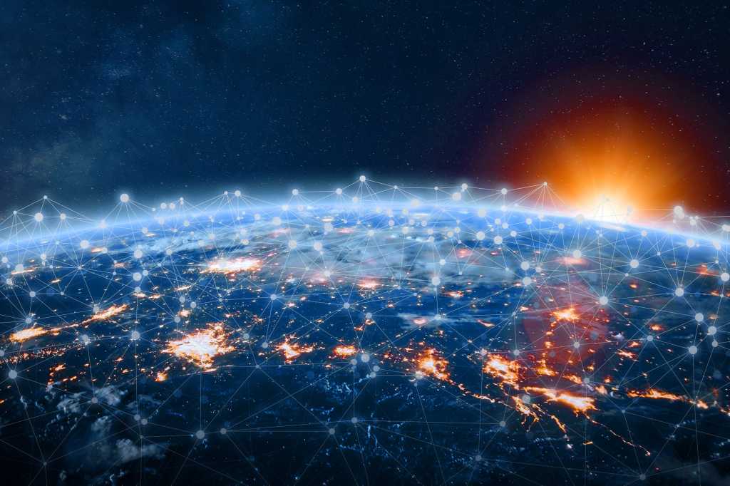 distributed / decentralized network connections across the globe