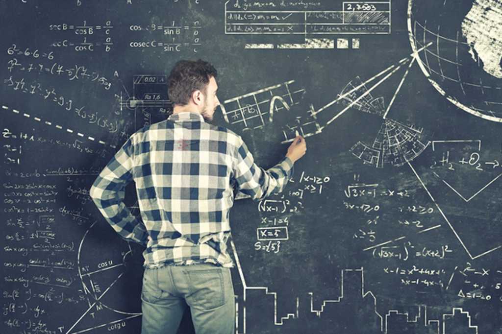 data scientist research chalkboard formula solution