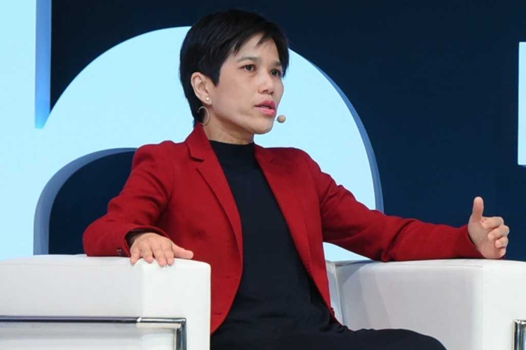 Soh Siew Choo (DBS Bank) speaking during the opening keynote of IBM Think 2019 in Singapore