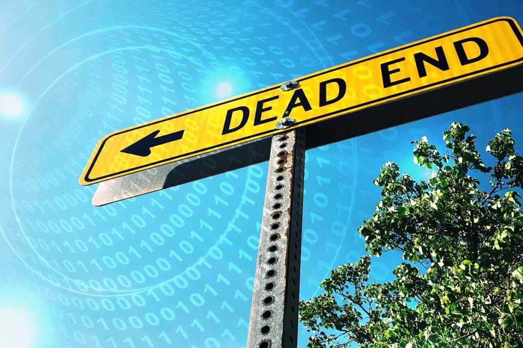 dead end sign caution yield avoid detour binary by yassine khalfalli via unsplash