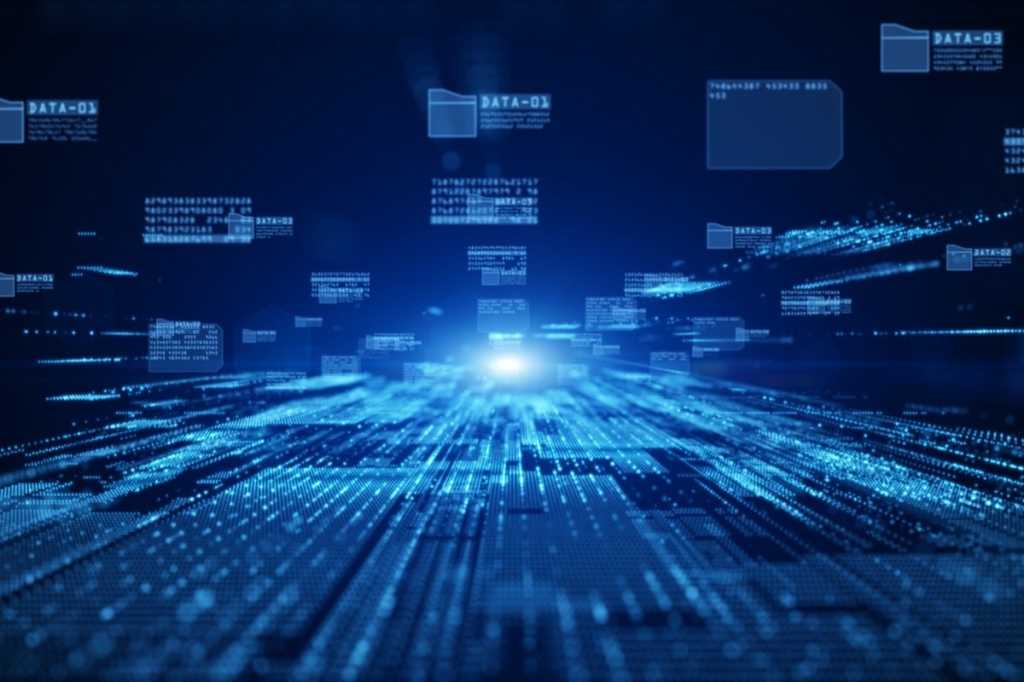digital cyberspace with particles and digital data network future picture id1216520813
