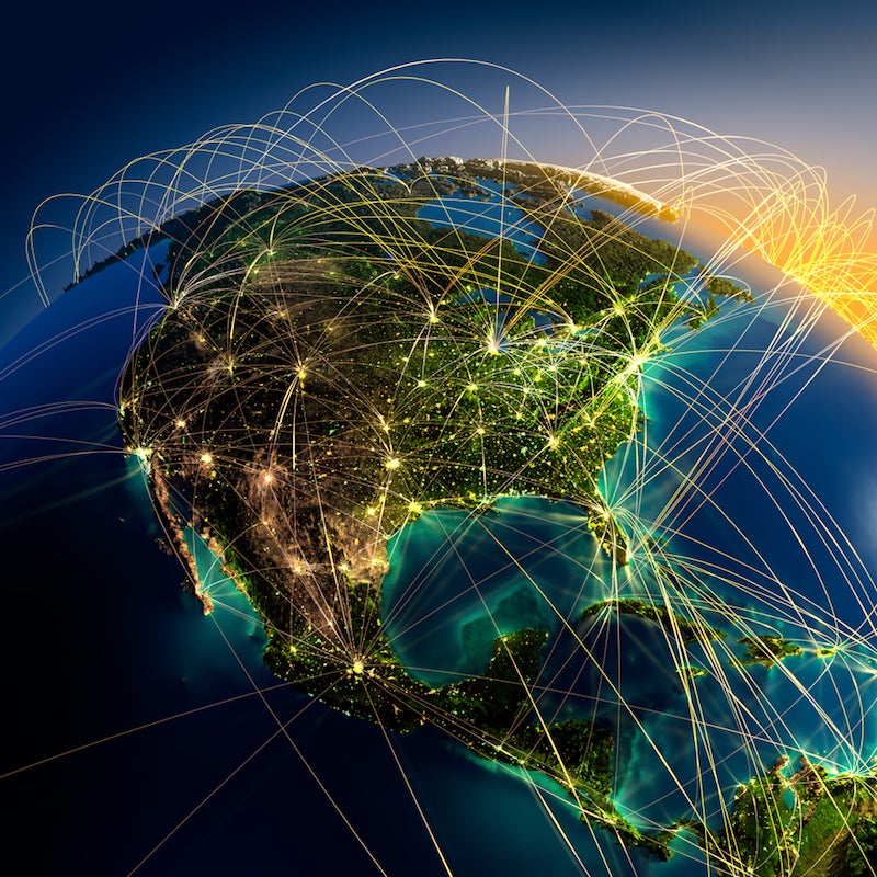 earth with routes