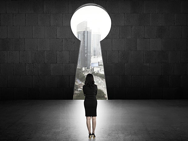 female executive keyhole security