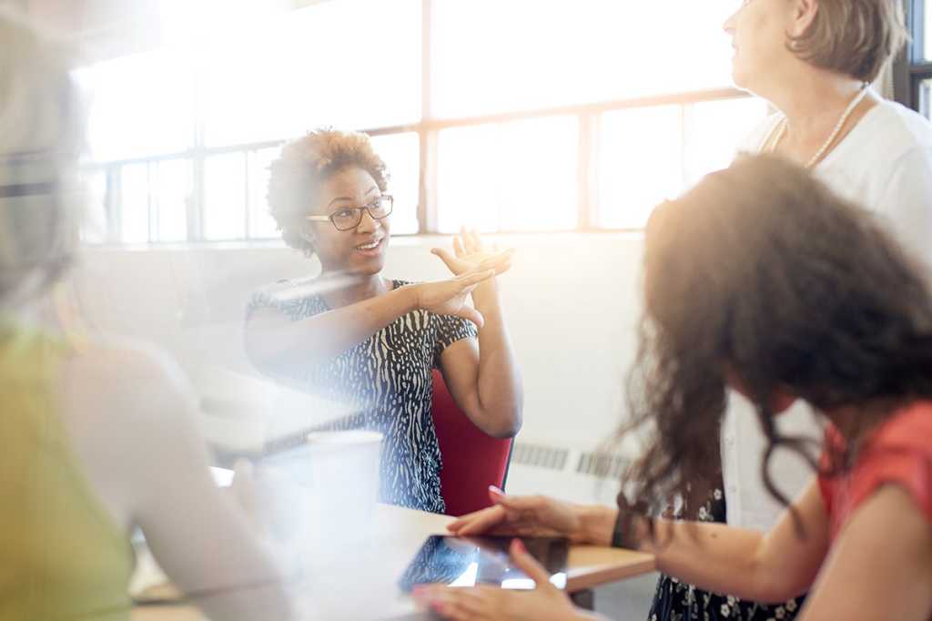 female executive in discussion