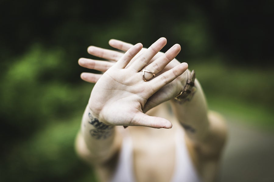 girl hands privacy stop