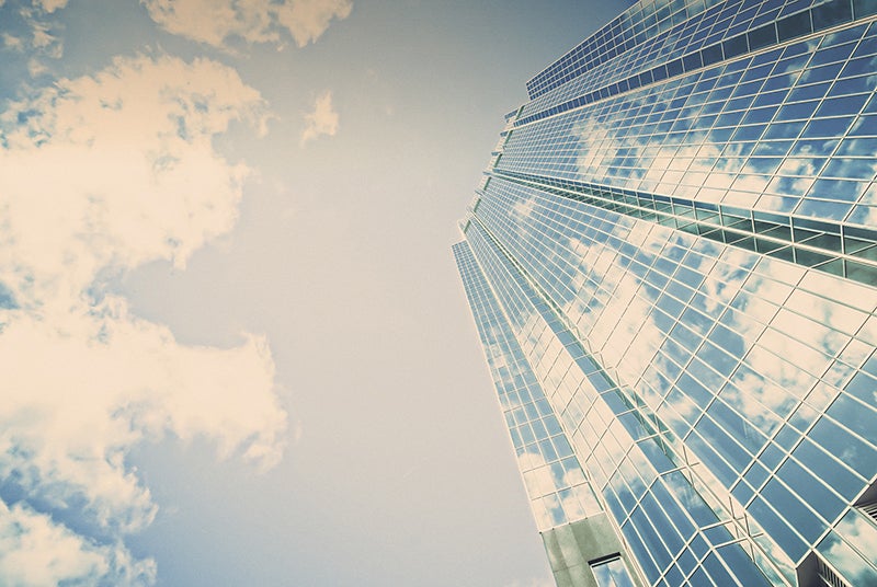 glass office building cloud