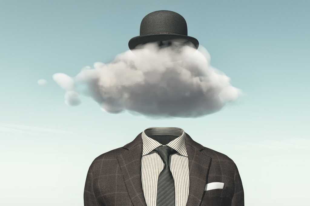 head in clouds magrite headless suit derby hat unknown