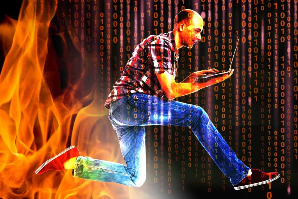 hot new it jobs guy running with laptop