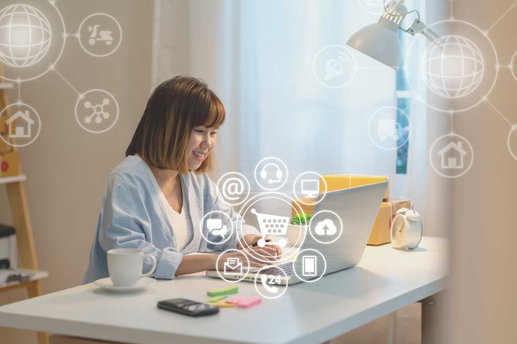 Woman working on computer
