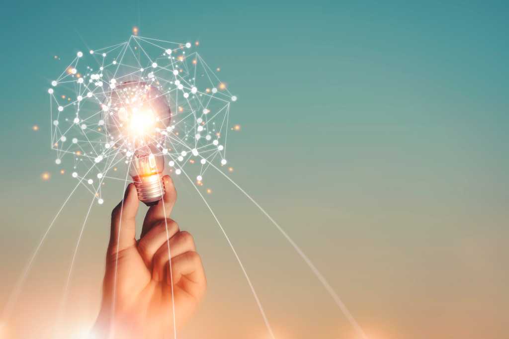 The light bulb lights up
