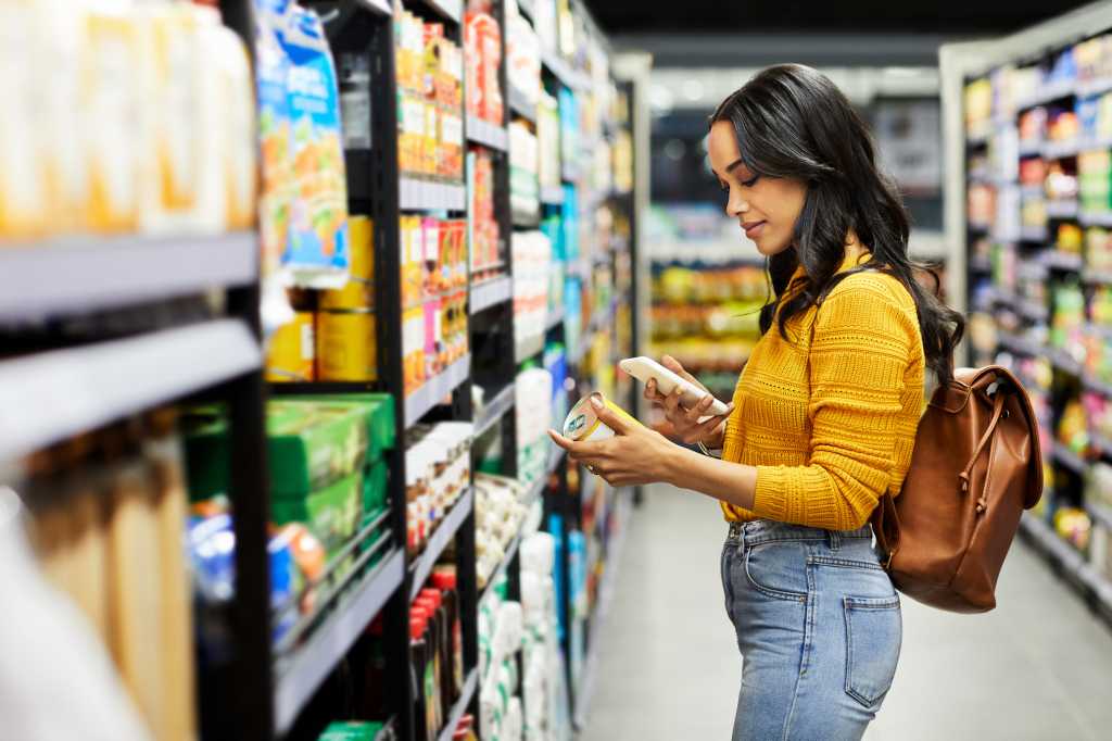 Woman shopping with device