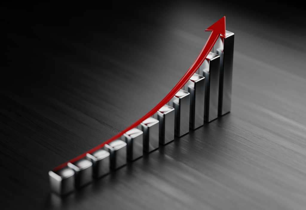 Business Growth Bar On Black Wood Surface