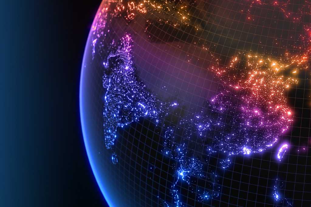 India, mapped on a dark globe.