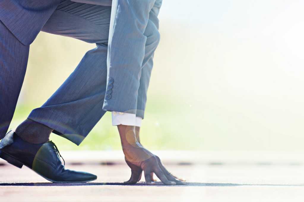 man in suit starting line race running career certification future forward
