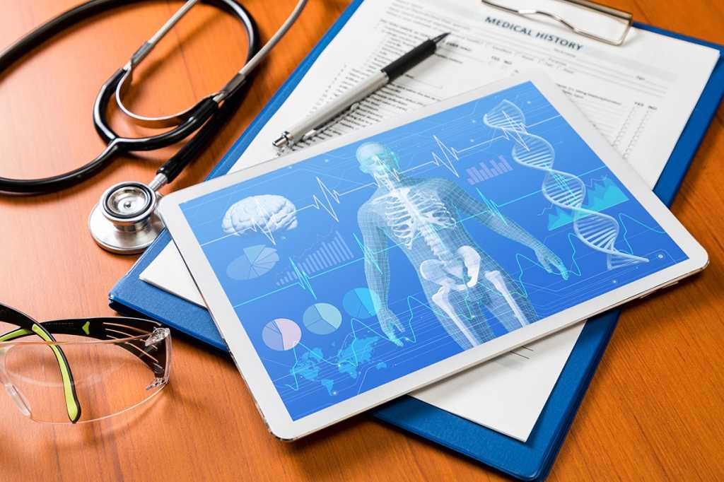 medical data accessed via tablet / healthcare IoT monitoring