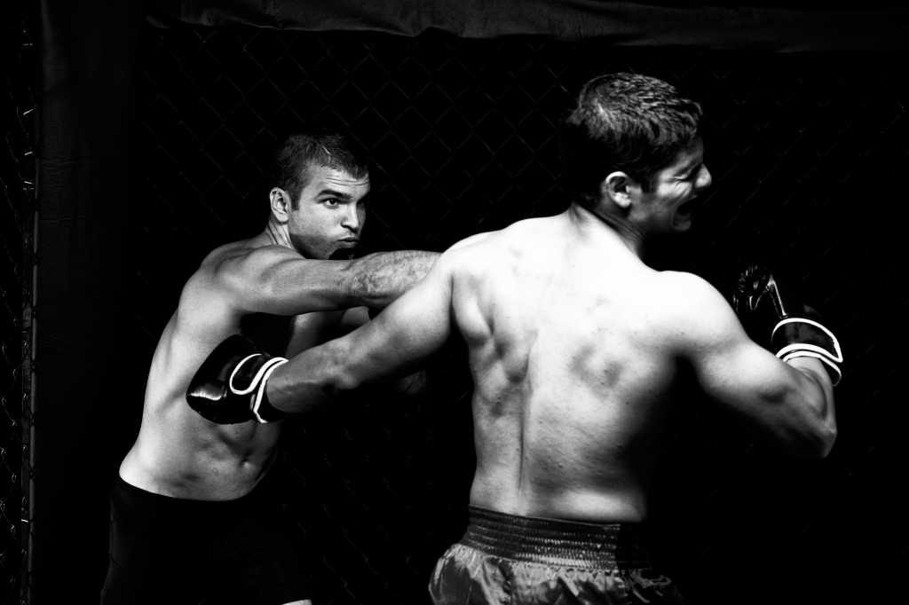 mixed martial artists fighting punching 136721959