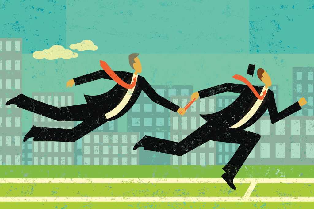 pass the baton takeover digital transformation executive running running race relay by retrorocket