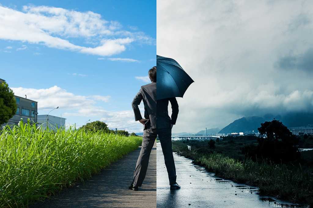blue skies vs. storm clouds - pros vs. cons - positives vs. negatives - risk assessment analysis