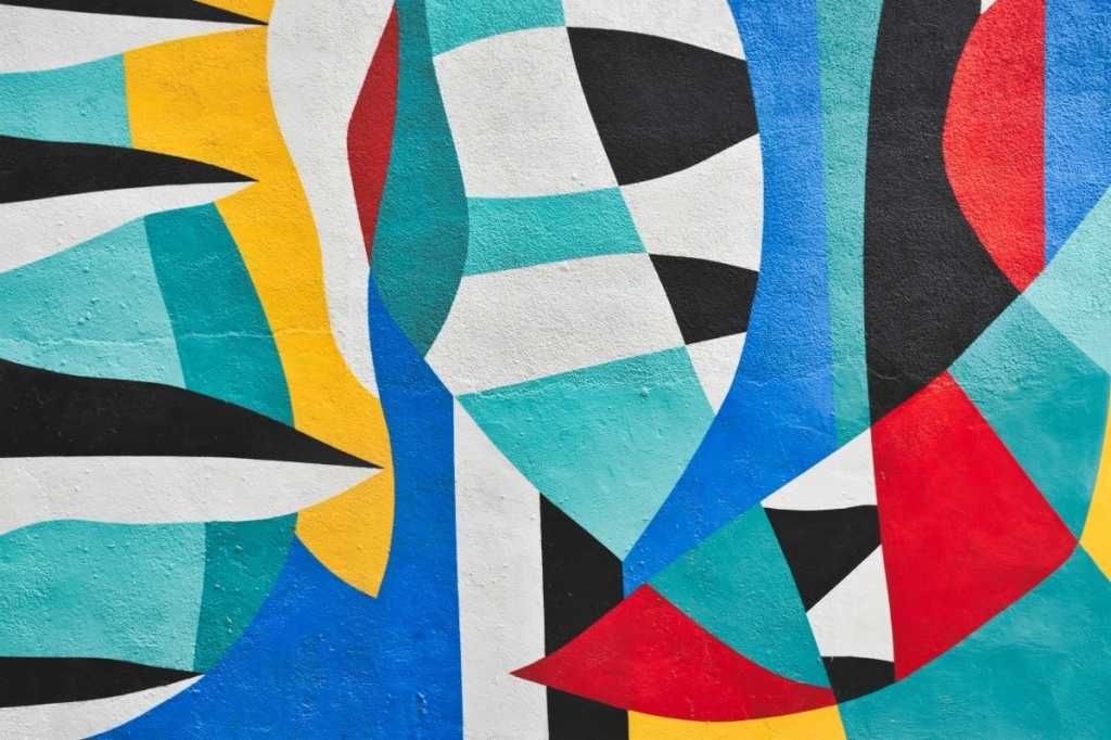 Photograph by Robert Keane of a multicolored abstract mural