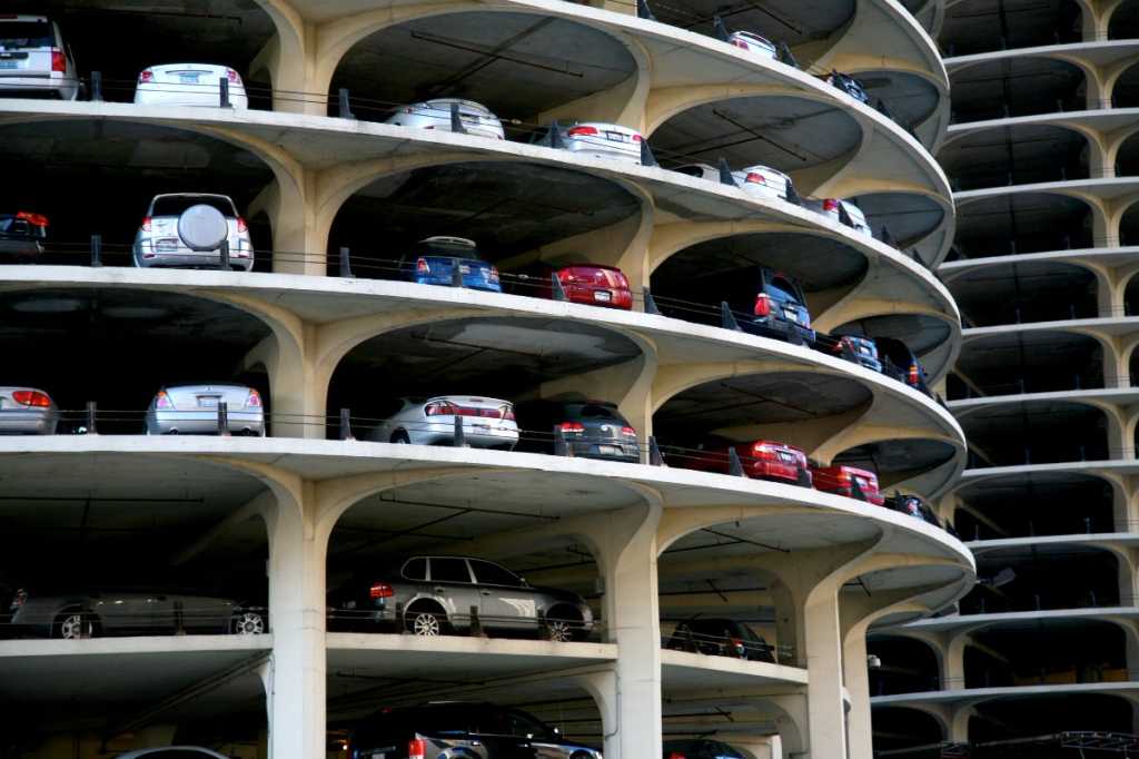 cars in parking garage