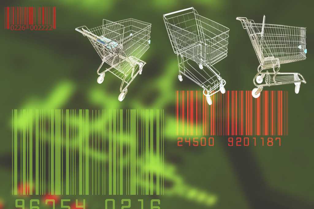 shopping carts bar code customer commerce sales by thinkstock