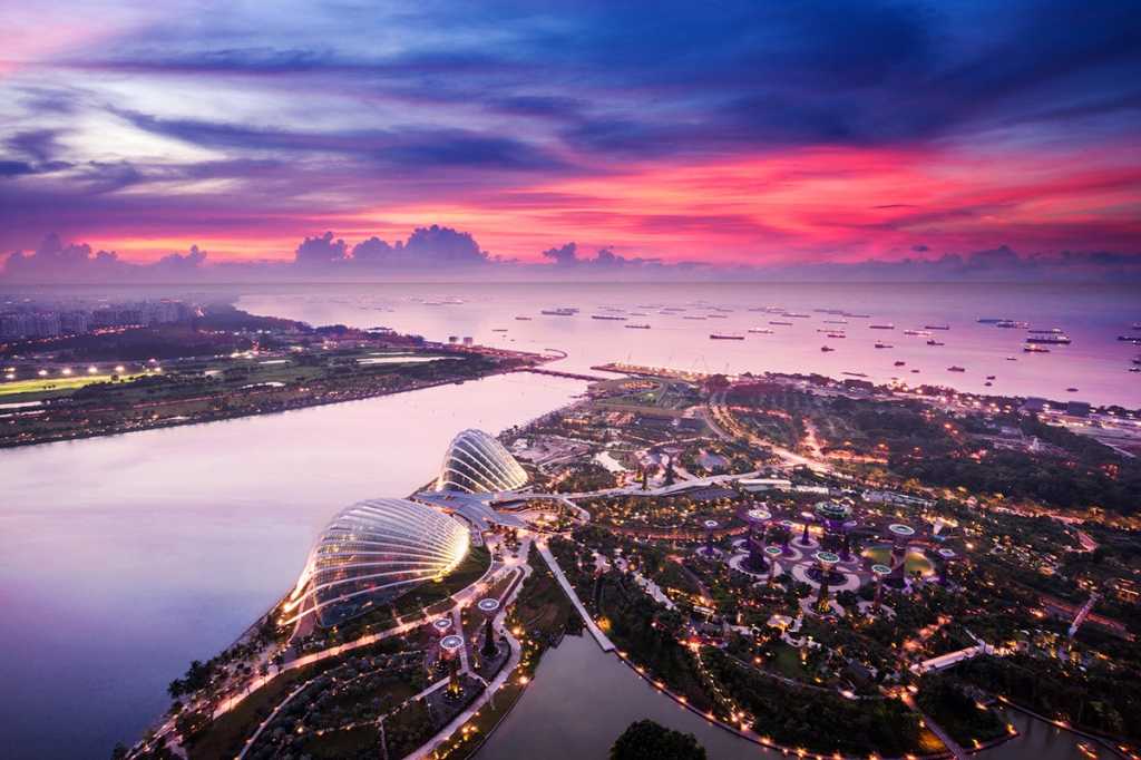 Singapore sunset [aerial]