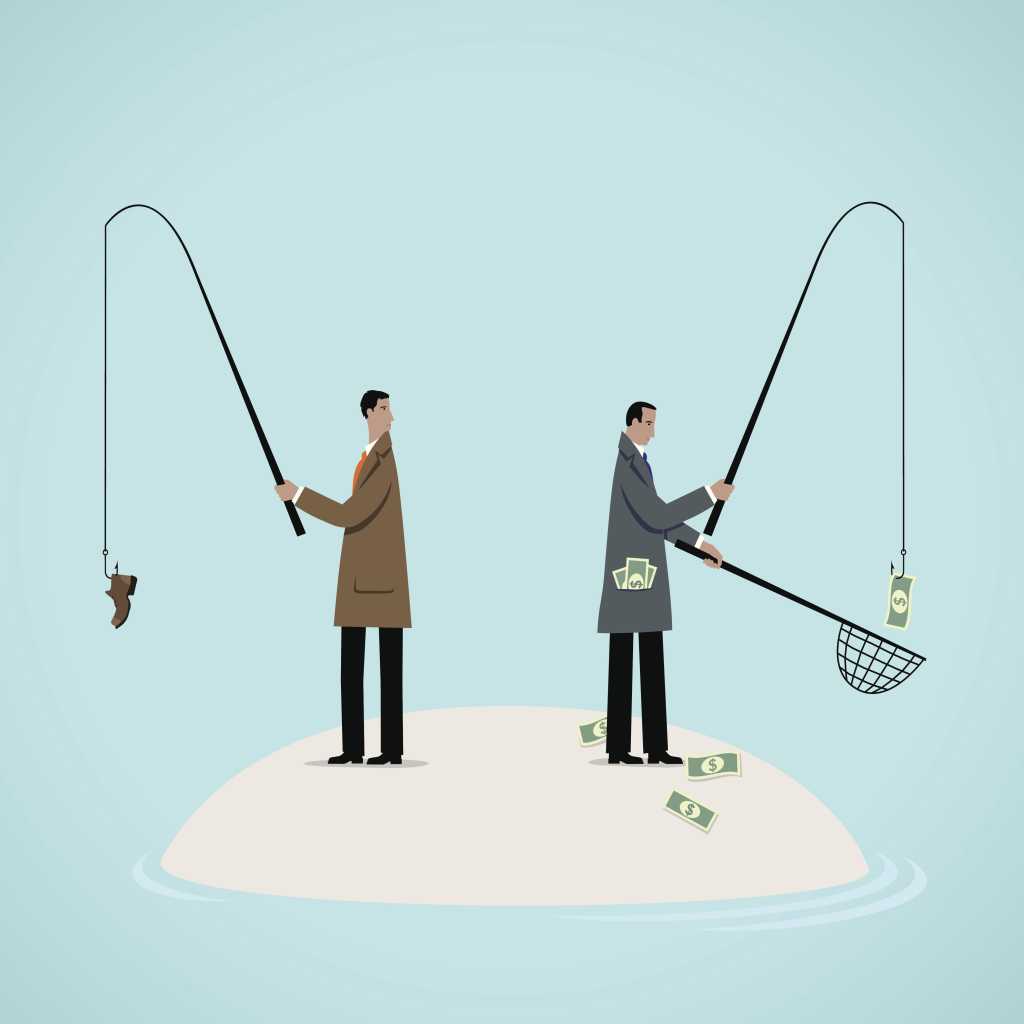 Testing skill, talent, or luck, fishing for money with success or failure.