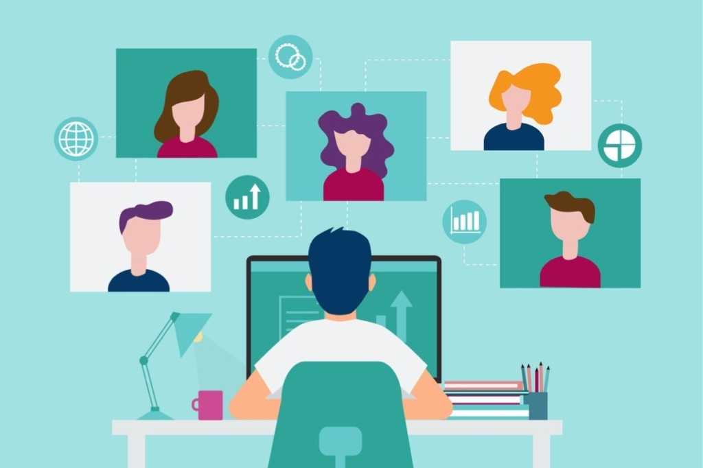 smart working and video conference online working with colleagues vector id1223224911