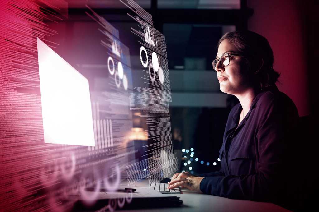 Tech Spotlight   >   The Future of Work [InfoWorld]   >   Developer / virtual code interface overlay